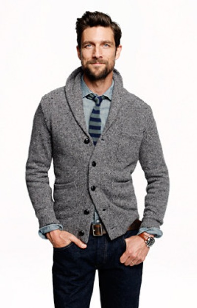 cardigan-gris-cravate-boulot Look cardigan gris chemise boulot